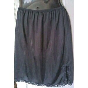 French Maid Boutique Half Slip Skirt Size Large Black Lace Trim Women's Vintage